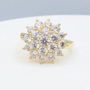 Sterling Silver DESIGNER CZ Flower Gold Ring